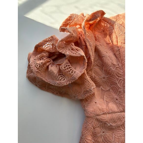 Selfie Leslie Verona Off-Shoulder Lace Overlay Mini Dress Orange Size Small - Picture 5 of 10